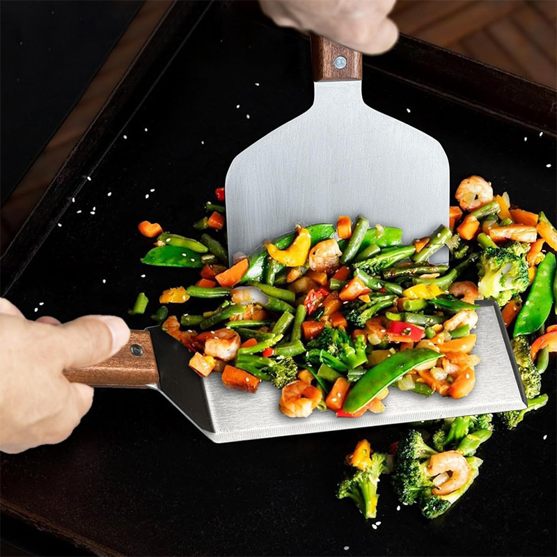 Hexinjia σπατούλα μαγειρέματος από ανοξείδωτο ατσάλι με ξύλινο λαβή για οικιακή κουζίνα, καθολική χρήση, μοντέρνος μινιμαλιστικός σχεδιασμός, δυνατότητα προσαρμογής