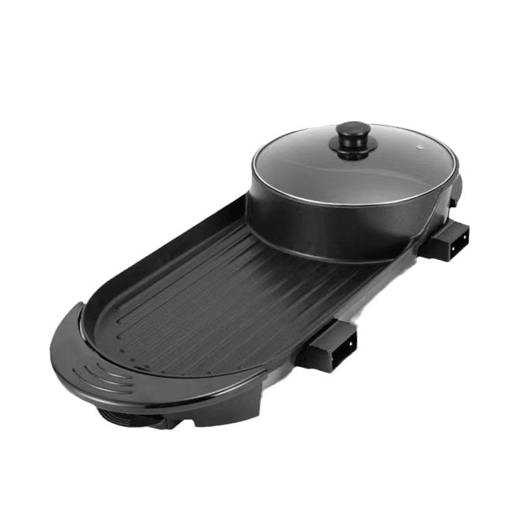 Elektromos grill és forró fazék, 3-4 L, 1200-1500 W, Hőmérséklet-szabályozás, Sütés/Főzés/Hot Pot funkciók, Belső edény mélysége 7 cm, 3-4 főre