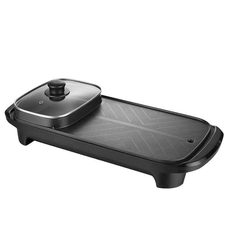 Elektromos grill és forró fazék, 3-4 L, 1200-1500 W, Hőmérséklet-szabályozás, Sütés/Főzés/Hot Pot funkciók, Belső edény mélysége 7 cm, 3-4 főre