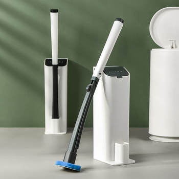 Jednokratni set četke za WC, zidna montaža, duga drška, plastika, 430 g, pakiranje karton, 1 komad