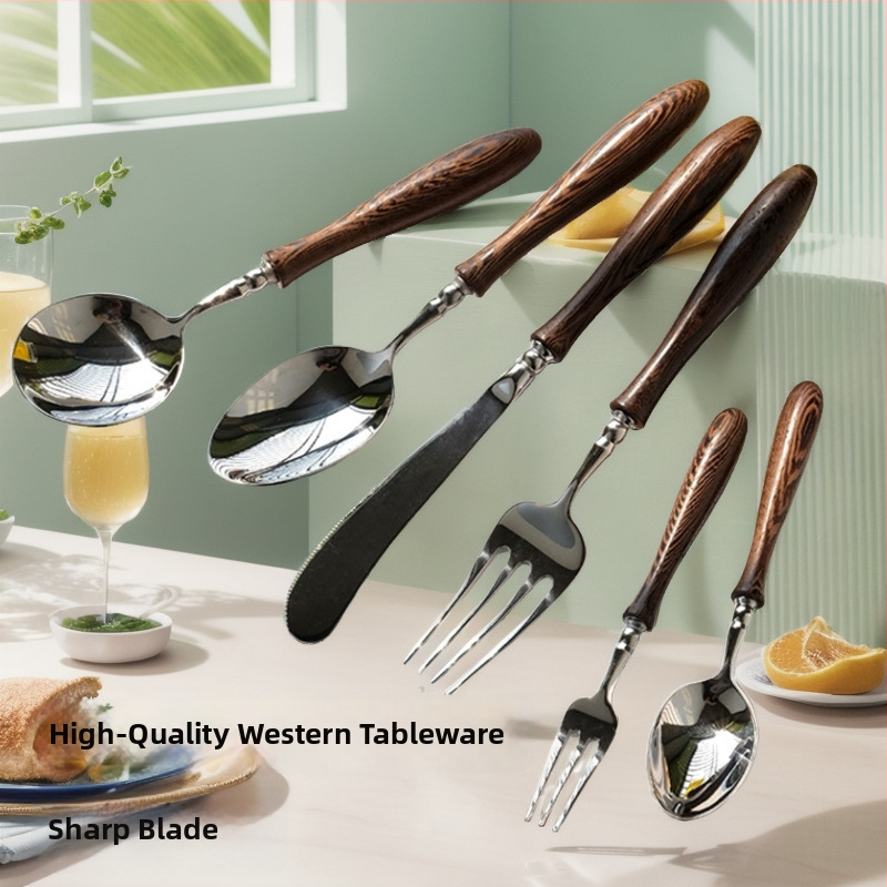 Sada nožov na steaky, vidličiek a lyžíc, Careno, nerezová oceľ 304, severský štýl, jednoduchý štýl, svadobný dar