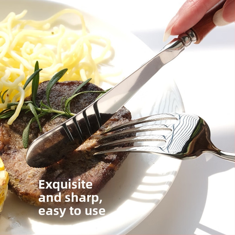 Sada nožov na steaky, vidličiek a lyžíc, Careno, nerezová oceľ 304, severský štýl, jednoduchý štýl, svadobný dar