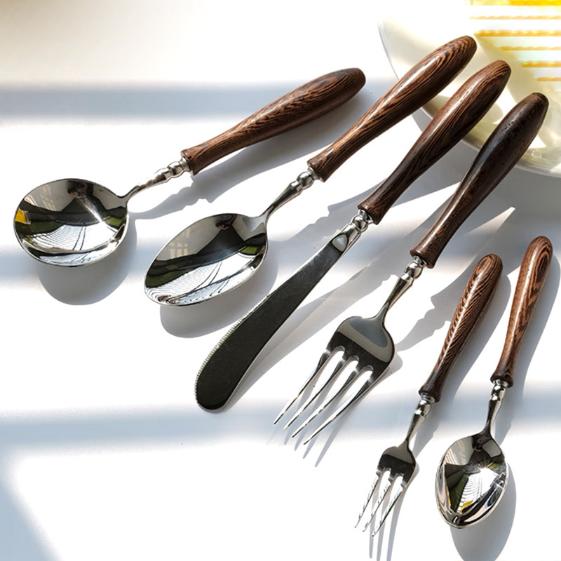 Set noževa za steak, vilice i žlice, Careno, nehrđajući čelik 304, nordijski stil, jednostavan stil, svadbeni dar