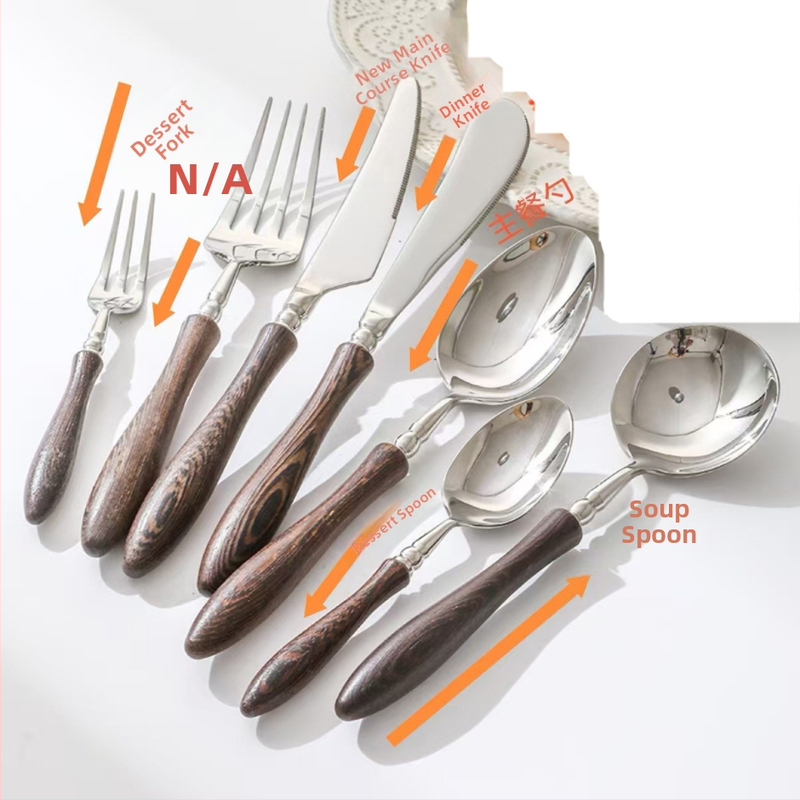 Sada nožov na steaky, vidličiek a lyžíc, Careno, nerezová oceľ 304, severský štýl, jednoduchý štýl, svadobný dar