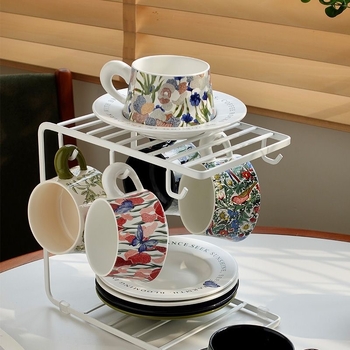 Držač za šalice kave s visećim dizajnom, europski stil, lagani luksuzni retro, od željeza, skladištenje šalica