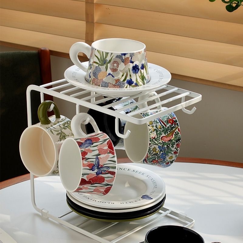 Držač za šalice kave s visećim dizajnom, europski stil, lagani luksuzni retro, od željeza, skladištenje šalica