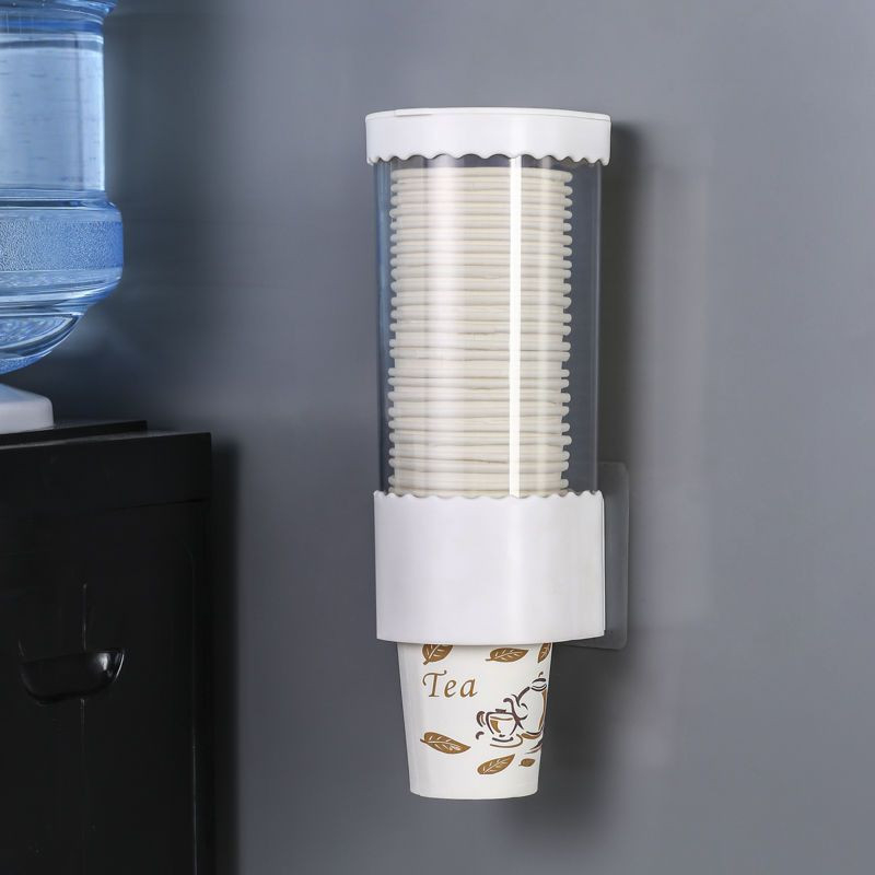 Plastični držač za jednokratne čaše s automatskim dohvatom — mobilan i sastavljiv, 1‑razinski, držač za čaše za dozator vode, uredski organizator, minimalistički kineski stil