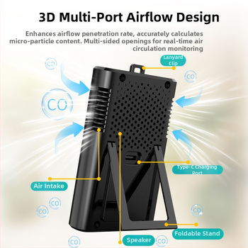 Prenosný detektor oxidu uhoľnatého s teplotou a vlhkosťou, model GC3000 – 3 v 1, rozsah 400–5000 ppm, presnosť ±5%, napájanie USB
