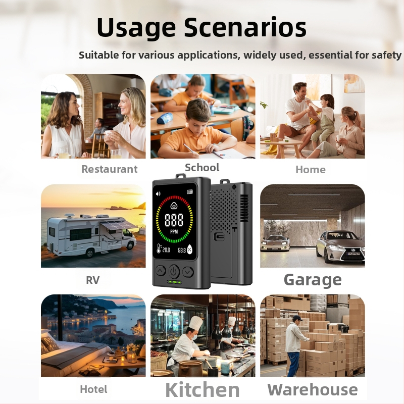 Prenosný detektor oxidu uhoľnatého s teplotou a vlhkosťou, model GC3000 – 3 v 1, rozsah 400–5000 ppm, presnosť ±5%, napájanie USB