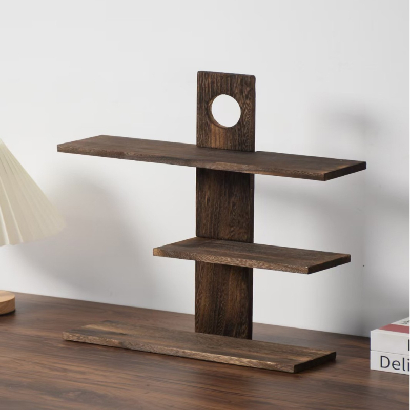 3-stupanjski drveni stalak za čajne posude i šalice, novi kineski stil, skladištenje i izlaganje