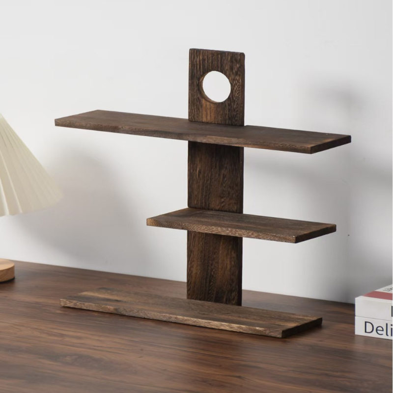 3-stupanjski drveni stalak za čajne posude i šalice, novi kineski stil, skladištenje i izlaganje