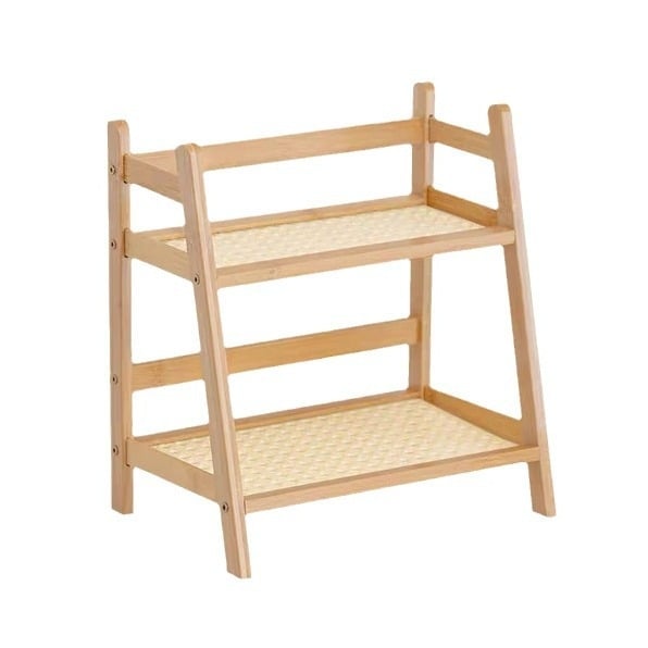 Stolni organizator za pohranu, dvostruki sloj, od bambusovog užeta, model TBZWJ-9416, pogodan za dnevni boravak, moderan minimalistički stil, montaža potrebna