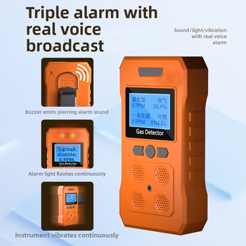 PLT824 prenosný štvorsystémový detektor plynov pre O2, H2S a CO; presnosť ≤ ±5% FS; napájanie DC 3.7V