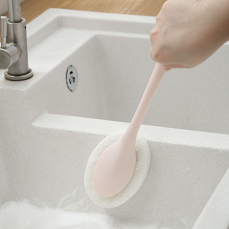 Σετ βούρτσας τουαλέτας με αποσπώμενο μακρύ χέρι και βούρτσα σφουγγαριού — υλικό PP + scouring pad + Velcro; μάρκα Wu ji, κωδικός Wj-003, λειτουργία: καθαρισμός