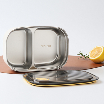 Правоъгълна кутия за обяд от 304 неръждаема стомана, микровълнова безопасна, 1–2 л, непропускаща течности