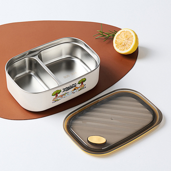 Правоъгълна кутия за обяд от 304 неръждаема стомана, микровълнова безопасна, 1–2 л, непропускаща течности