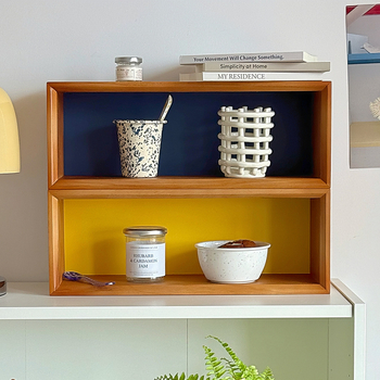 Teáscsésze-tároló polc — fa, japán stílusú asztali rendező, 1-szintű