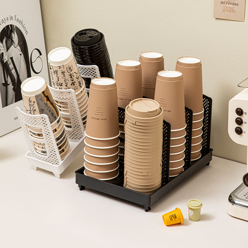 Asztali pohártartó irodához — műanyag, 1 polcos, modern minimalista stílus, asztali tároláshoz