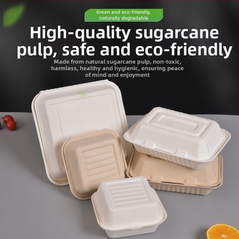 Jednorázová obedná krabička, štvorcová, z buničiny cukrovej trstiny, objem 8000 ml, hrúbka 0,06 mm, biologicky rozložiteľná
