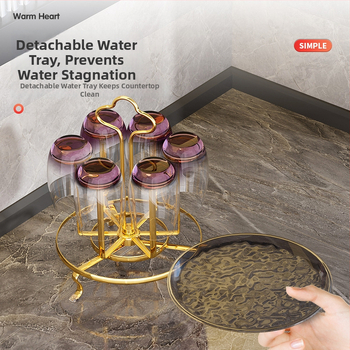 Suport pentru pahare din fier forjat, rotativ, stil modern minimalist pentru sufragerie