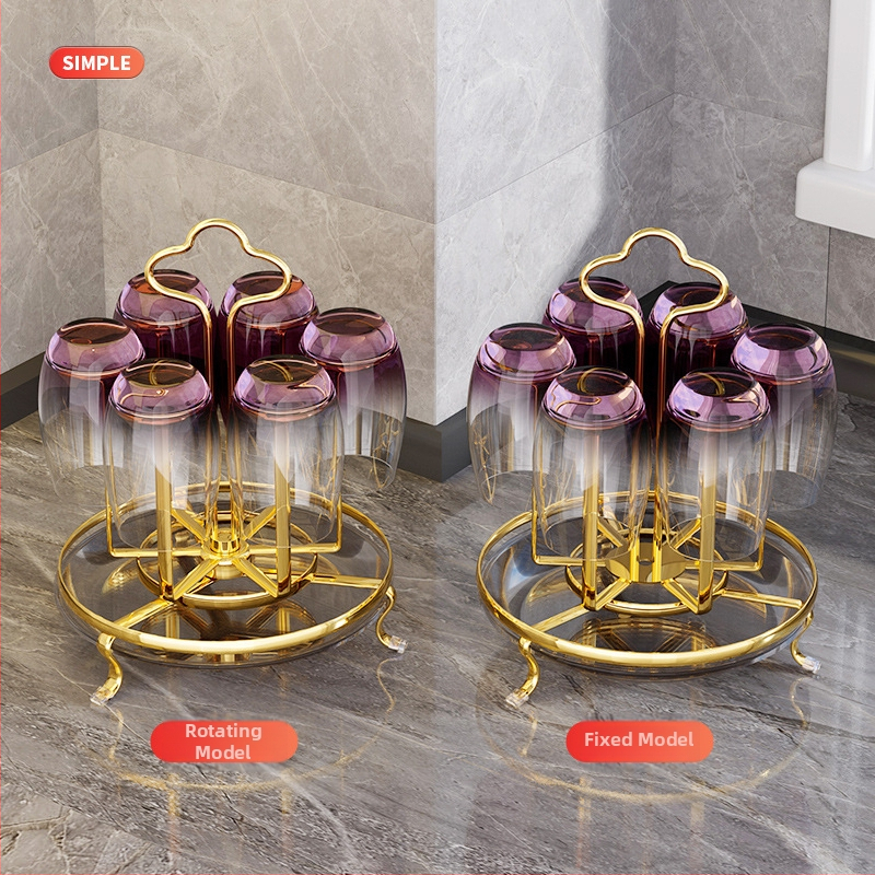 Suport pentru pahare din fier forjat, rotativ, stil modern minimalist pentru sufragerie