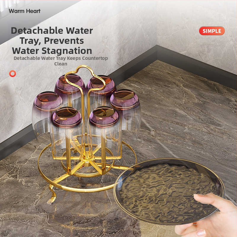 Suport pentru pahare din fier forjat, rotativ, stil modern minimalist pentru sufragerie