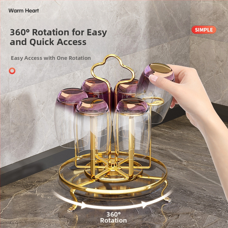 Suport pentru pahare din fier forjat, rotativ, stil modern minimalist pentru sufragerie