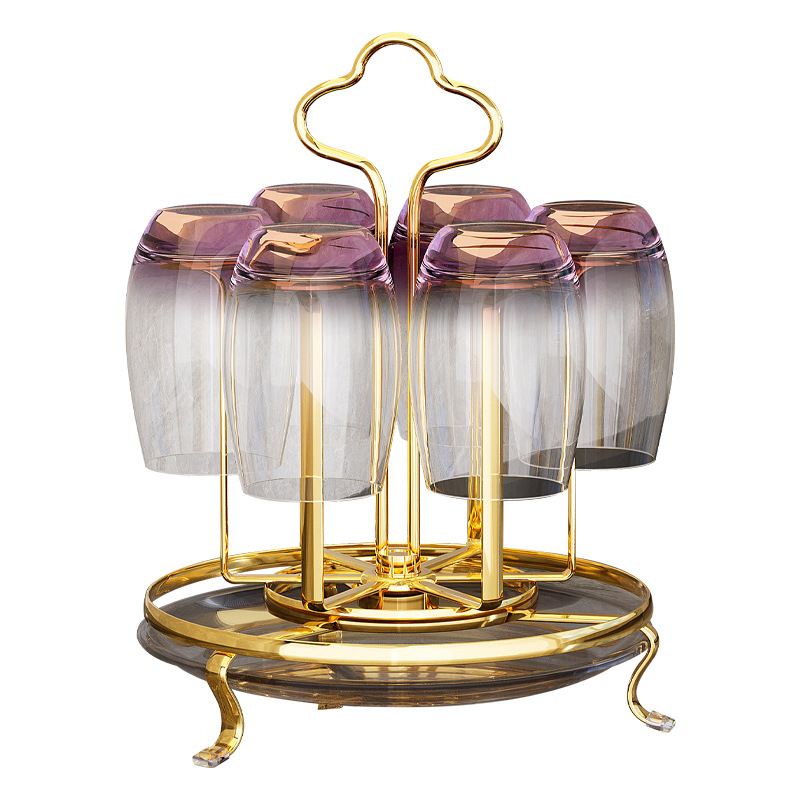 Suport pentru pahare din fier forjat, rotativ, stil modern minimalist pentru sufragerie