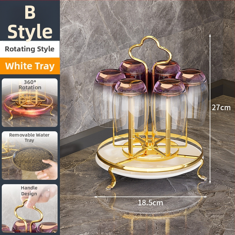 Suport pentru pahare din fier forjat, rotativ, stil modern minimalist pentru sufragerie