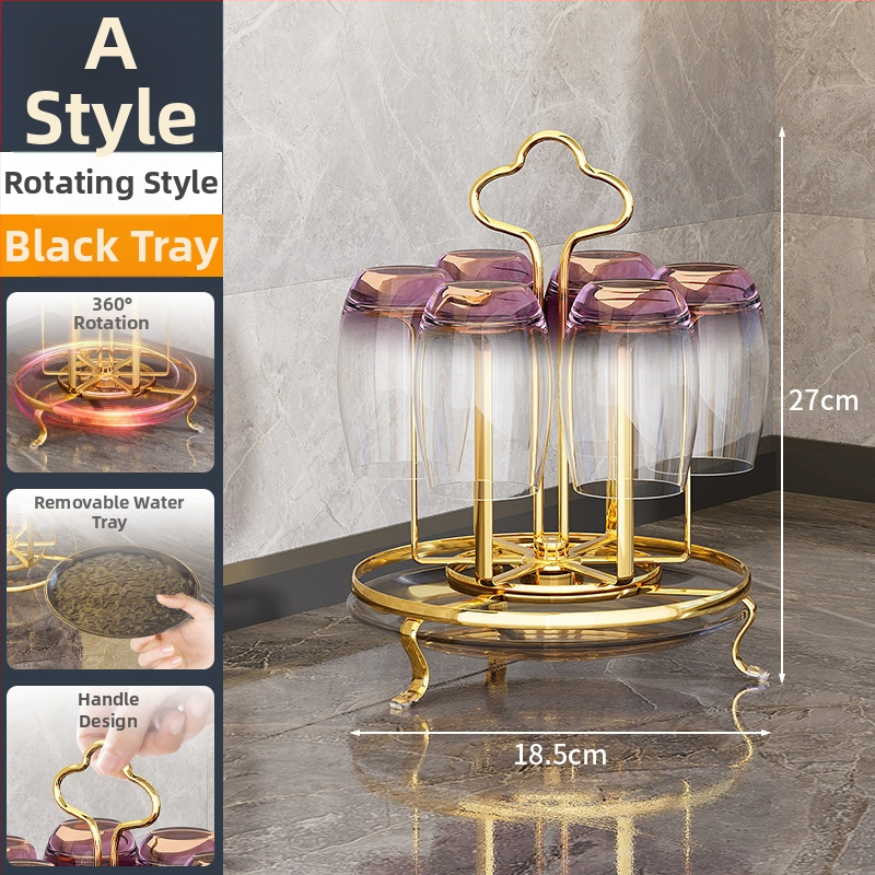 Suport pentru pahare din fier forjat, rotativ, stil modern minimalist pentru sufragerie