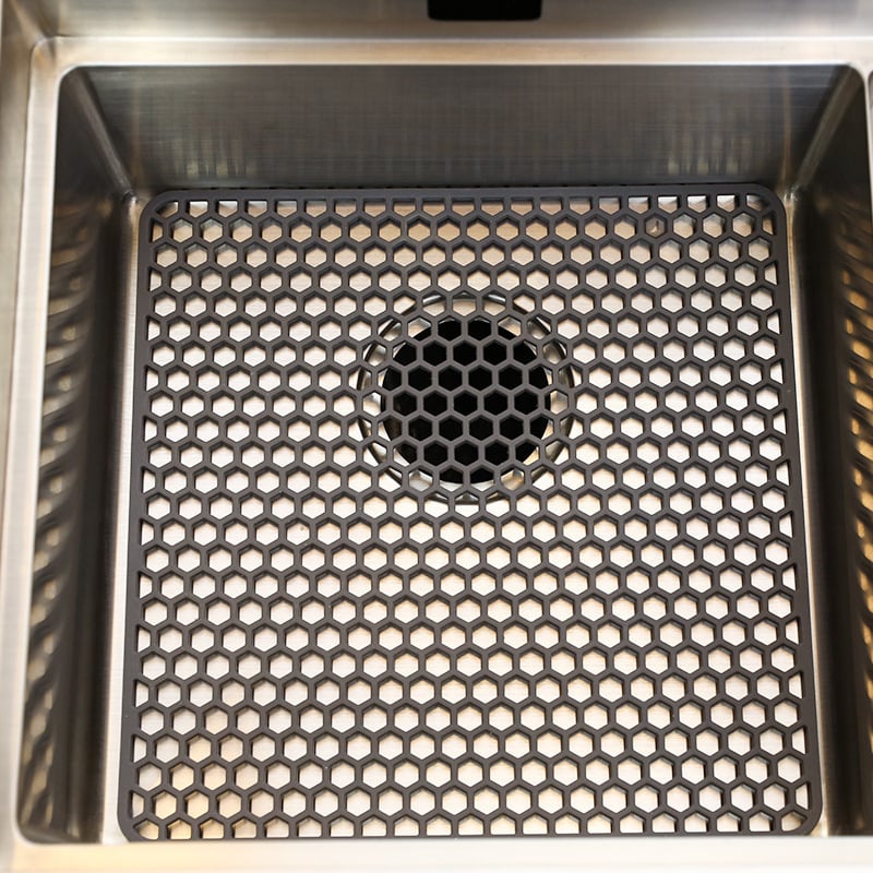 Silikonska četvrtasta podloga za kuhinjski sudoper — uzorak saća (hollow honeycomb texture), protuklizna, zadebljana, višestruka zaštita od odljeva