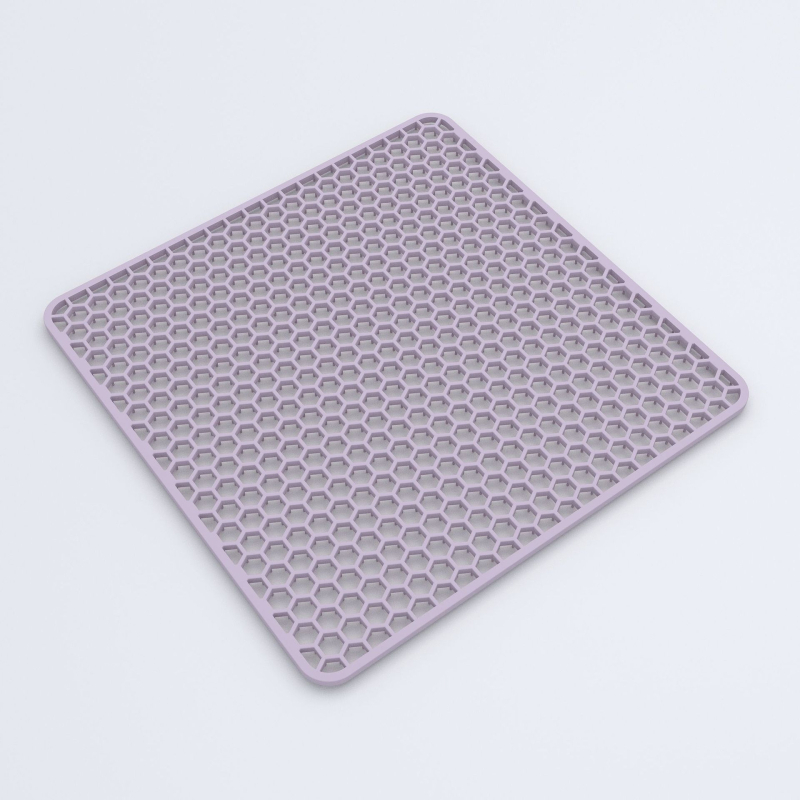 Silikonska četvrtasta podloga za kuhinjski sudoper — uzorak saća (hollow honeycomb texture), protuklizna, zadebljana, višestruka zaštita od odljeva