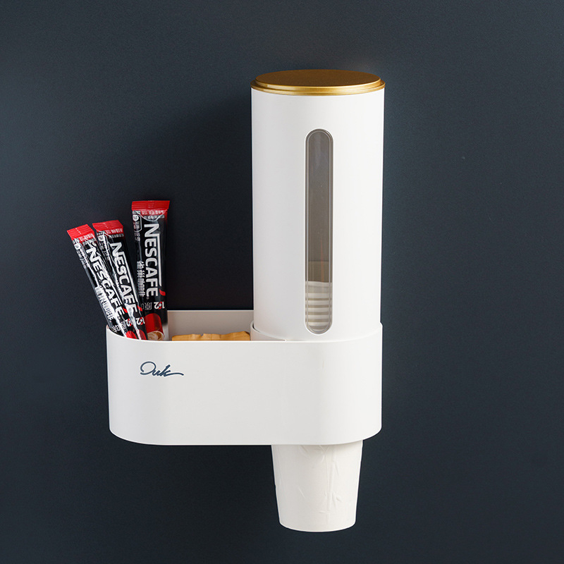 Zidni držač čaša za dozator vode, plastični, moderan minimalistički stil, 1 sloj, montaža bez bušenja