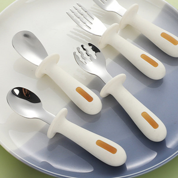 Set dječjih žlica i vilica od nehrđajućeg čelika 304, za djecu od 6 mjeseci, dvodijelni set, crtani stil