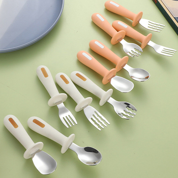 Set dječjih žlica i vilica od nehrđajućeg čelika 304, za djecu od 6 mjeseci, dvodijelni set, crtani stil