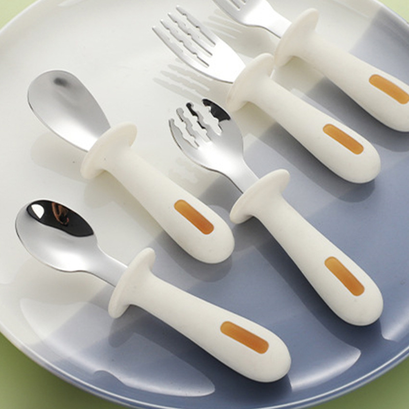 Set dječjih žlica i vilica od nehrđajućeg čelika 304, za djecu od 6 mjeseci, dvodijelni set, crtani stil