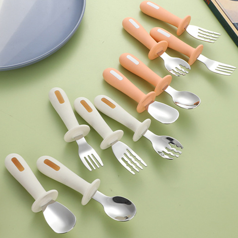 Set dječjih žlica i vilica od nehrđajućeg čelika 304, za djecu od 6 mjeseci, dvodijelni set, crtani stil