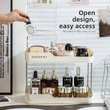 Plastový organizér na poháre, dvojposchodový stojan, pre kozmetický stolík