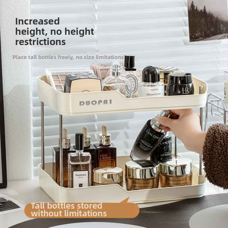 Plastový organizér na poháre, dvojposchodový stojan, pre kozmetický stolík