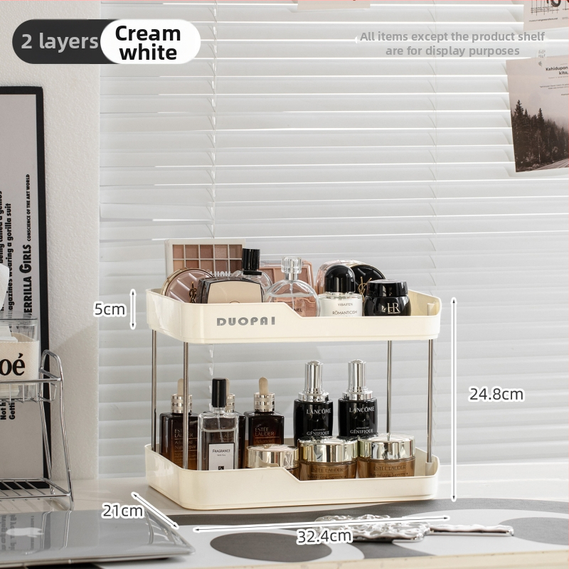 Plastový organizér na poháre, dvojposchodový stojan, pre kozmetický stolík