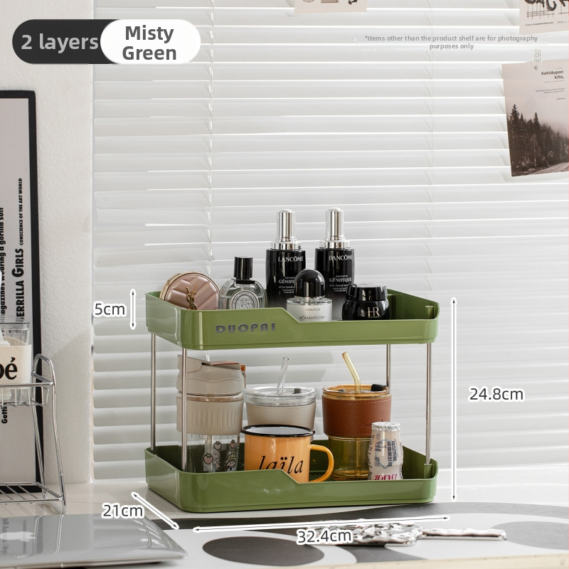 Plastový organizér na poháre, dvojposchodový stojan, pre kozmetický stolík