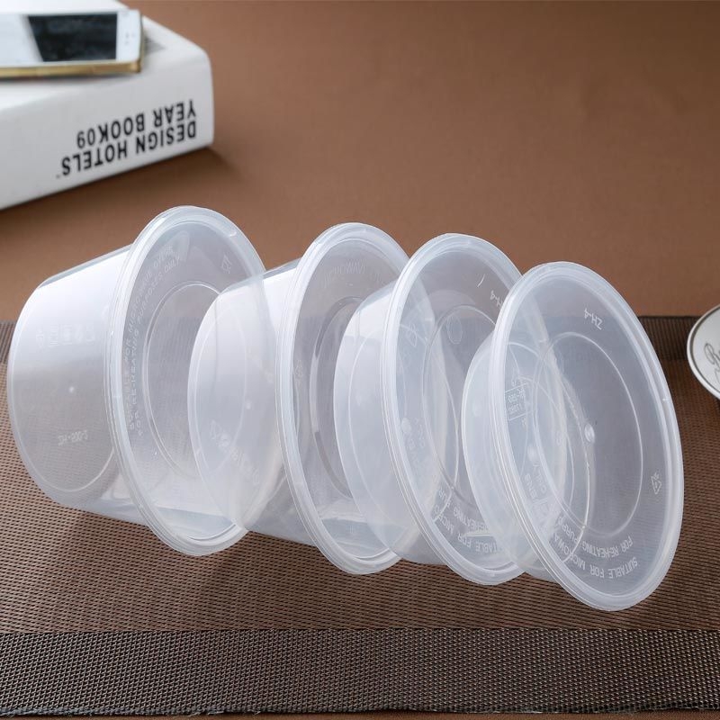 Jednokratna okrugla kutija za obrok s poklopcem, prozirni plastični materijal; nije pogodno za mikrovalnu pećnicu