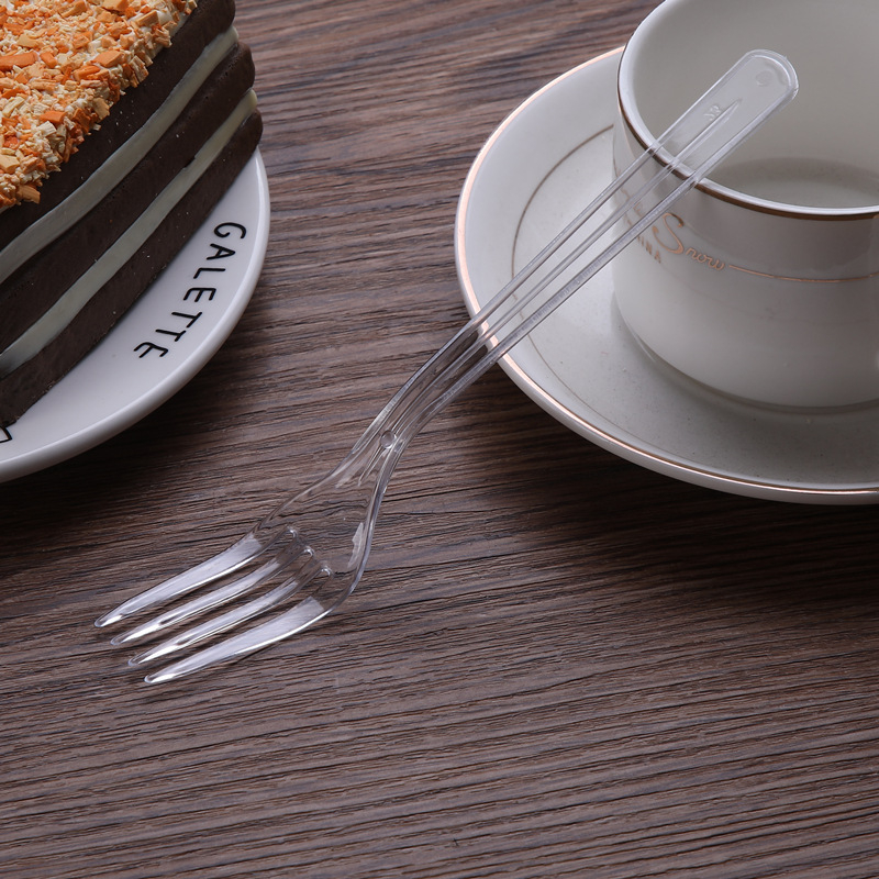 Beihou plastična jednokratna četverozubna vilica za tortu, ojačana, za deserte i voće, materijal PS, 3.2 g, nije pogodno za mikrovalnu