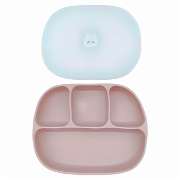 Silikonski dječji tanjur za jelo, dvodijelna set, jednostavan stil, pogodno za djecu od 3 mjeseca