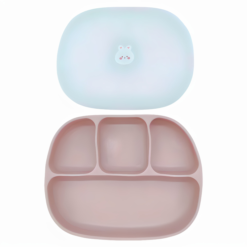 Silikonski dječji tanjur za jelo, dvodijelna set, jednostavan stil, pogodno za djecu od 3 mjeseca