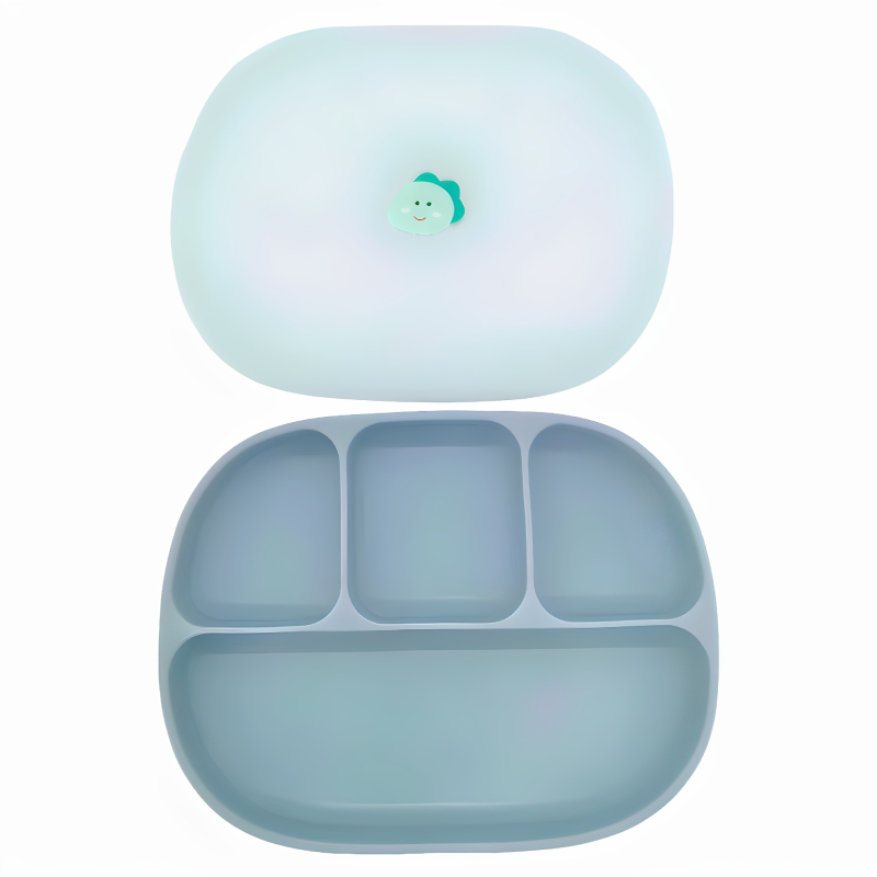 Silikonski dječji tanjur za jelo, dvodijelna set, jednostavan stil, pogodno za djecu od 3 mjeseca