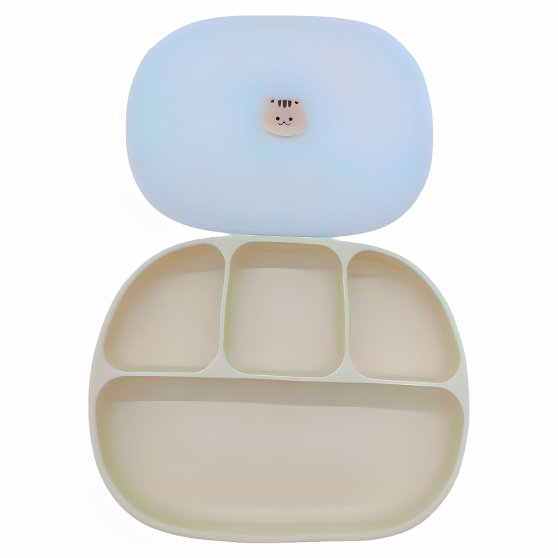 Silikonski dječji tanjur za jelo, dvodijelna set, jednostavan stil, pogodno za djecu od 3 mjeseca