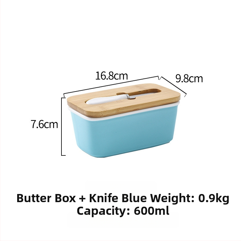 Keramická nádoba na maslo s viečkom a nožom — uzatvorené skladovanie, miska na maslo, moderný minimalistický dizajn