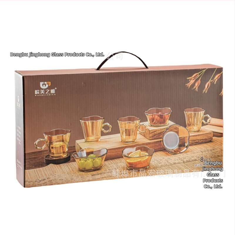 Sklenený set riadu na stôl – vysoká trieda, ľahký luxus retro štýl, pre dospelých, značka Wan meizhiya
