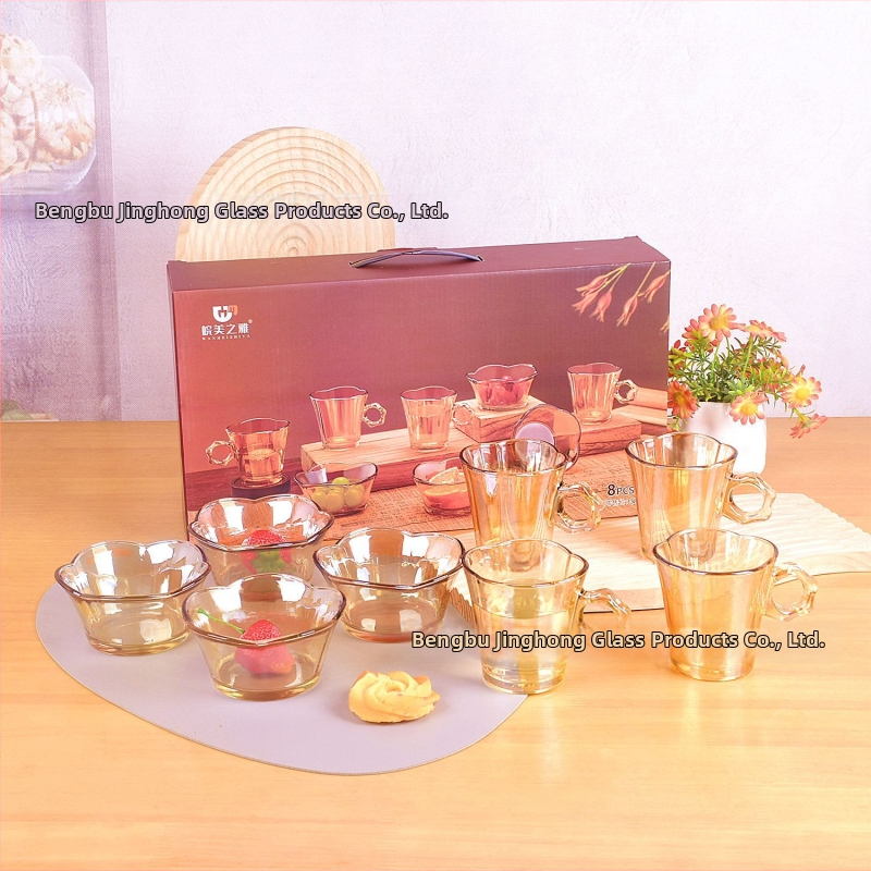 Sklenený set riadu na stôl – vysoká trieda, ľahký luxus retro štýl, pre dospelých, značka Wan meizhiya
